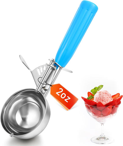 2 Pcs Release Cookie Scoops Ice Cream Scooper with Trigger Release Portion Scoop Stainless Steel for Portion Control, Baking Food, Cookie Dough (1 oz,Black)