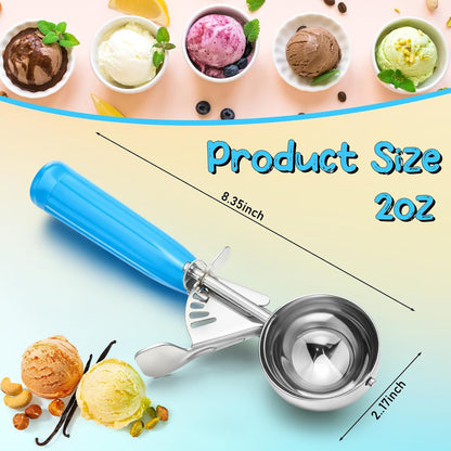 2 Pcs Release Cookie Scoops Ice Cream Scooper with Trigger Release Portion Scoop Stainless Steel for Portion Control, Baking Food, Cookie Dough (1 oz,Black)
