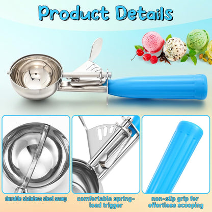2 Pcs Release Cookie Scoops Ice Cream Scooper with Trigger Release Portion Scoop Stainless Steel for Portion Control, Baking Food, Cookie Dough (1 oz,Black)