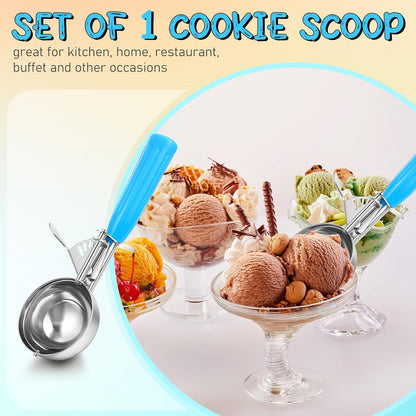 2 Pcs Release Cookie Scoops Ice Cream Scooper with Trigger Release Portion Scoop Stainless Steel for Portion Control, Baking Food, Cookie Dough (1 oz,Black)