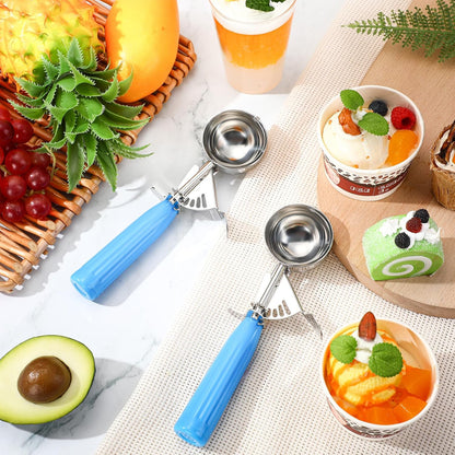 2 Pcs Release Cookie Scoops Ice Cream Scooper with Trigger Release Portion Scoop Stainless Steel for Portion Control, Baking Food, Cookie Dough (1 oz,Black)