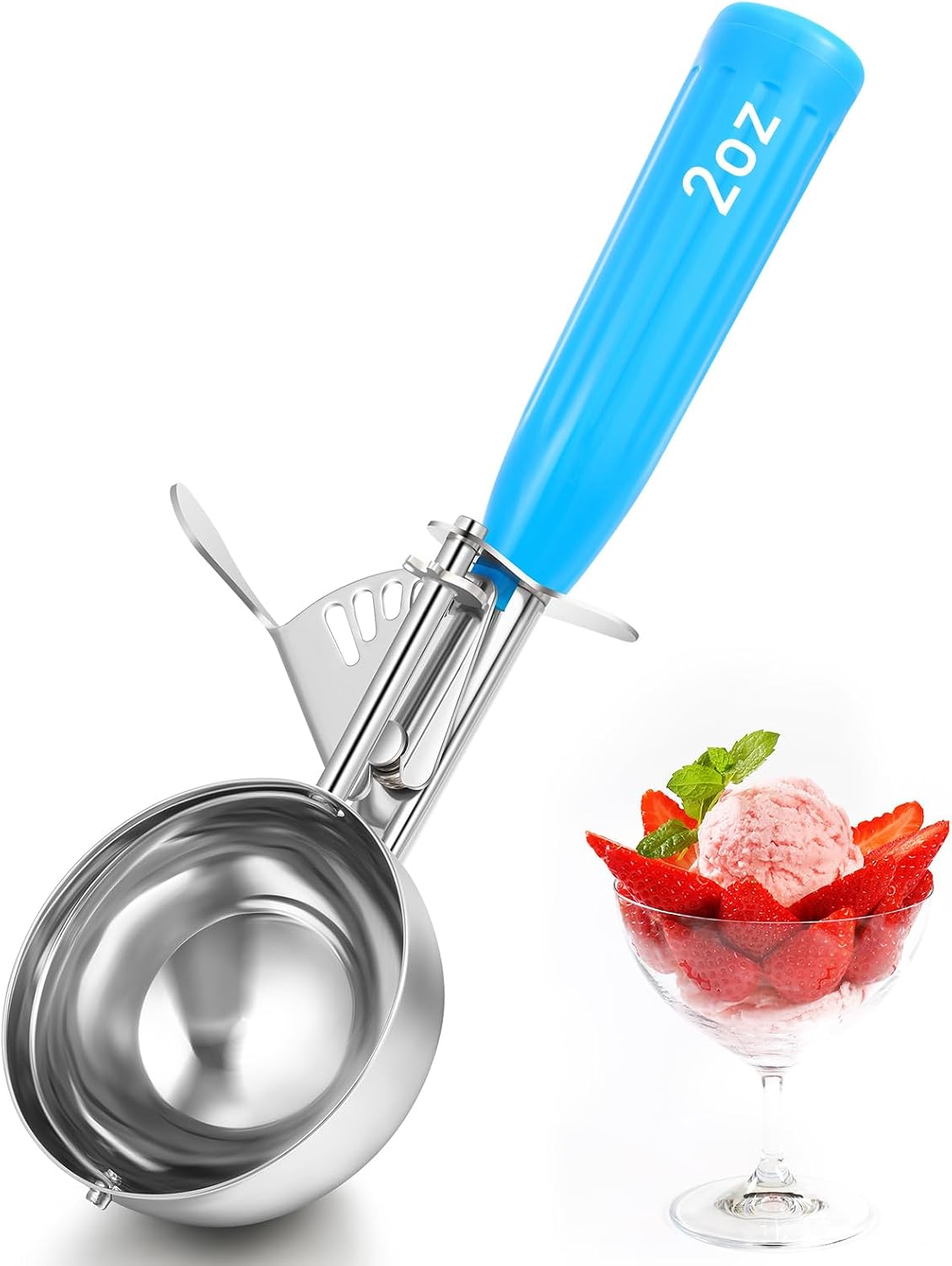 2 Pcs Release Cookie Scoops Ice Cream Scooper with Trigger Release Portion Scoop Stainless Steel for Portion Control, Baking Food, Cookie Dough (1 oz,Black)