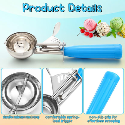 2 Pcs Release Cookie Scoops Ice Cream Scooper with Trigger Release Portion Scoop Stainless Steel for Portion Control, Baking Food, Cookie Dough (1 oz,Black)