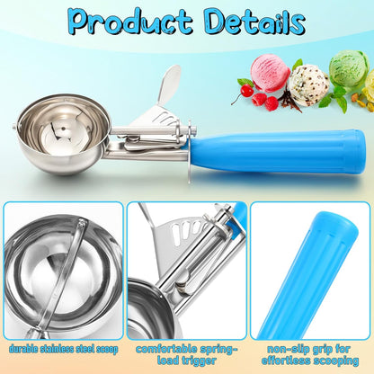 2 Pcs Release Cookie Scoops Ice Cream Scooper with Trigger Release Portion Scoop Stainless Steel for Portion Control, Baking Food, Cookie Dough (1 oz,Black)