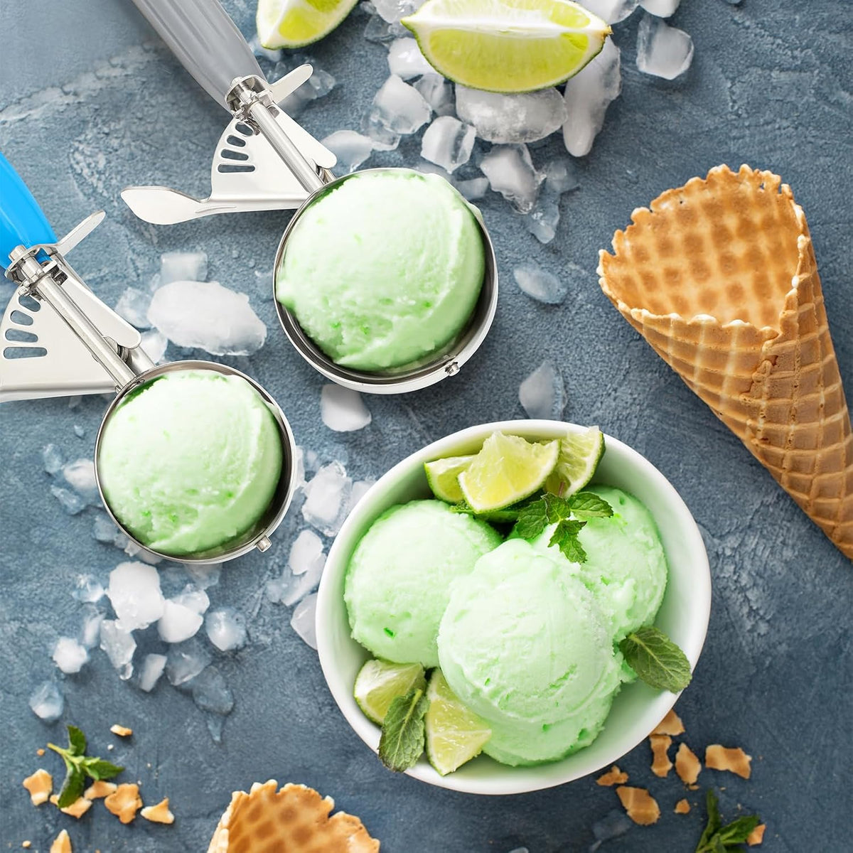 2 Pcs Release Cookie Scoops Ice Cream Scooper with Trigger Release Portion Scoop Stainless Steel for Portion Control, Baking Food, Cookie Dough (1 oz,Black)