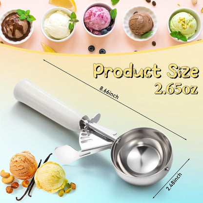 2 Pcs Release Cookie Scoops Ice Cream Scooper with Trigger Release Portion Scoop Stainless Steel for Portion Control, Baking Food, Cookie Dough (1 oz,Black)
