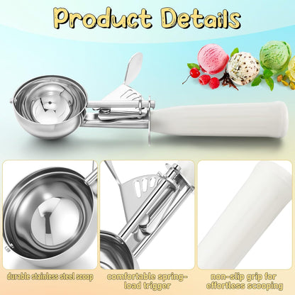 2 Pcs Release Cookie Scoops Ice Cream Scooper with Trigger Release Portion Scoop Stainless Steel for Portion Control, Baking Food, Cookie Dough (1 oz,Black)