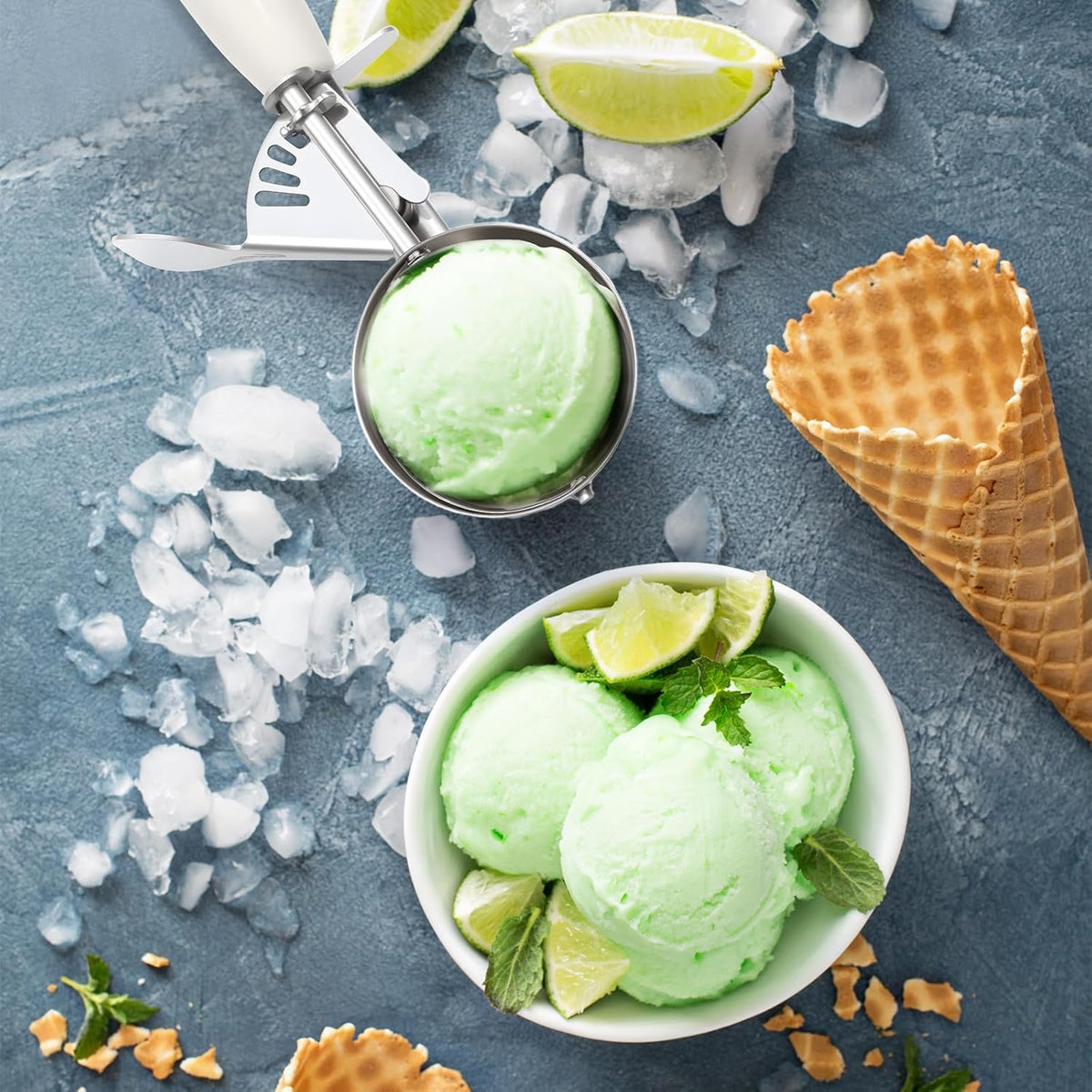 2 Pcs Release Cookie Scoops Ice Cream Scooper with Trigger Release Portion Scoop Stainless Steel for Portion Control, Baking Food, Cookie Dough (1 oz,Black)