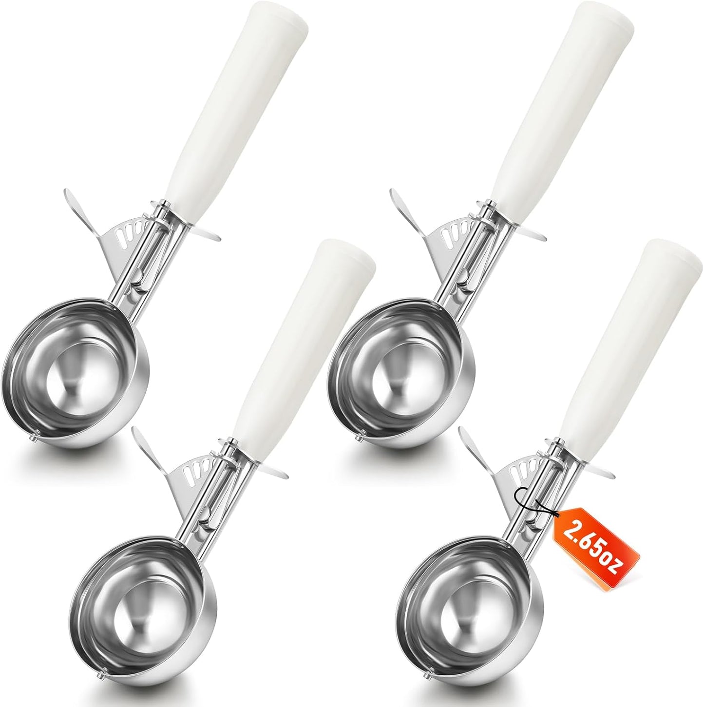 2 Pcs Release Cookie Scoops Ice Cream Scooper with Trigger Release Portion Scoop Stainless Steel for Portion Control, Baking Food, Cookie Dough (1 oz,Black)