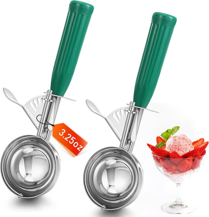 2 Pcs Release Cookie Scoops Ice Cream Scooper with Trigger Release Portion Scoop Stainless Steel for Portion Control, Baking Food, Cookie Dough (1 oz,Black)