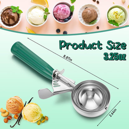 2 Pcs Release Cookie Scoops Ice Cream Scooper with Trigger Release Portion Scoop Stainless Steel for Portion Control, Baking Food, Cookie Dough (1 oz,Black)