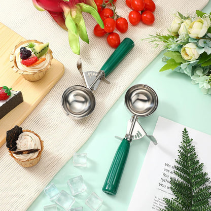 2 Pcs Release Cookie Scoops Ice Cream Scooper with Trigger Release Portion Scoop Stainless Steel for Portion Control, Baking Food, Cookie Dough (1 oz,Black)