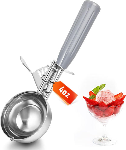 2 Pcs Release Cookie Scoops Ice Cream Scooper with Trigger Release Portion Scoop Stainless Steel for Portion Control, Baking Food, Cookie Dough (1 oz,Black)