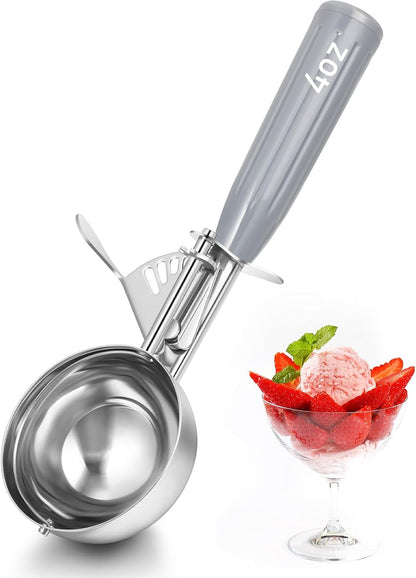2 Pcs Release Cookie Scoops Ice Cream Scooper with Trigger Release Portion Scoop Stainless Steel for Portion Control, Baking Food, Cookie Dough (1 oz,Black)