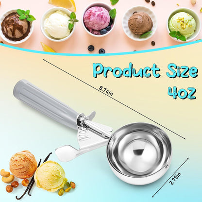 2 Pcs Release Cookie Scoops Ice Cream Scooper with Trigger Release Portion Scoop Stainless Steel for Portion Control, Baking Food, Cookie Dough (1 oz,Black)
