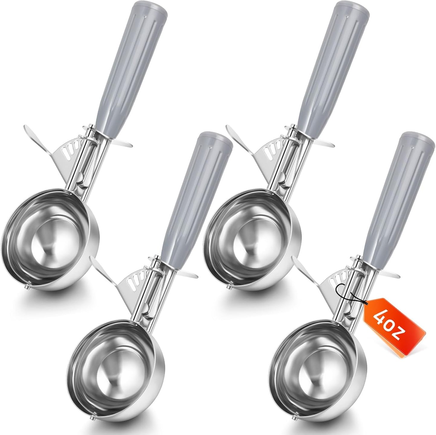 2 Pcs Release Cookie Scoops Ice Cream Scooper with Trigger Release Portion Scoop Stainless Steel for Portion Control, Baking Food, Cookie Dough (1 oz,Black)