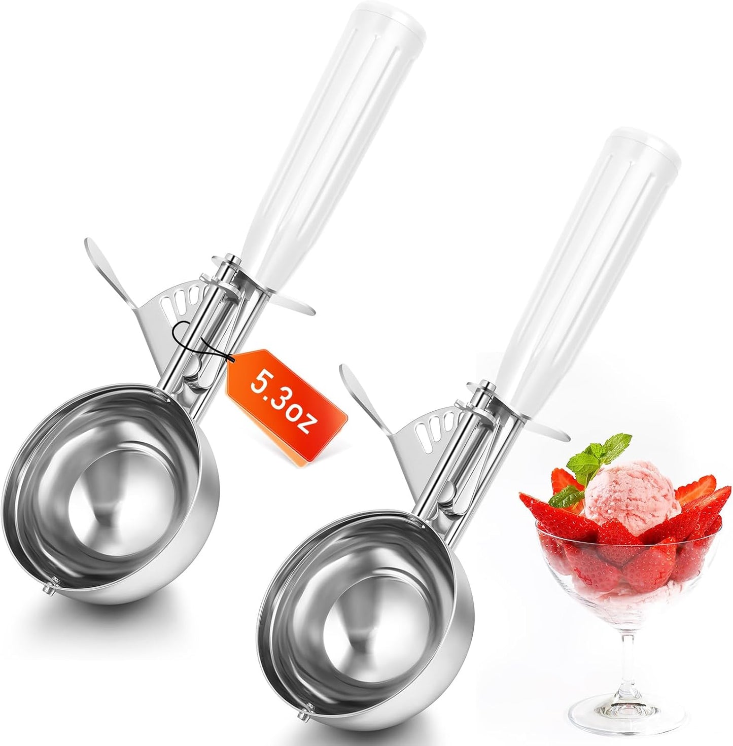 2 Pcs Release Cookie Scoops Ice Cream Scooper with Trigger Release Portion Scoop Stainless Steel for Portion Control, Baking Food, Cookie Dough (1 oz,Black)