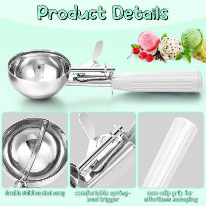 2 Pcs Release Cookie Scoops Ice Cream Scooper with Trigger Release Portion Scoop Stainless Steel for Portion Control, Baking Food, Cookie Dough (1 oz,Black)