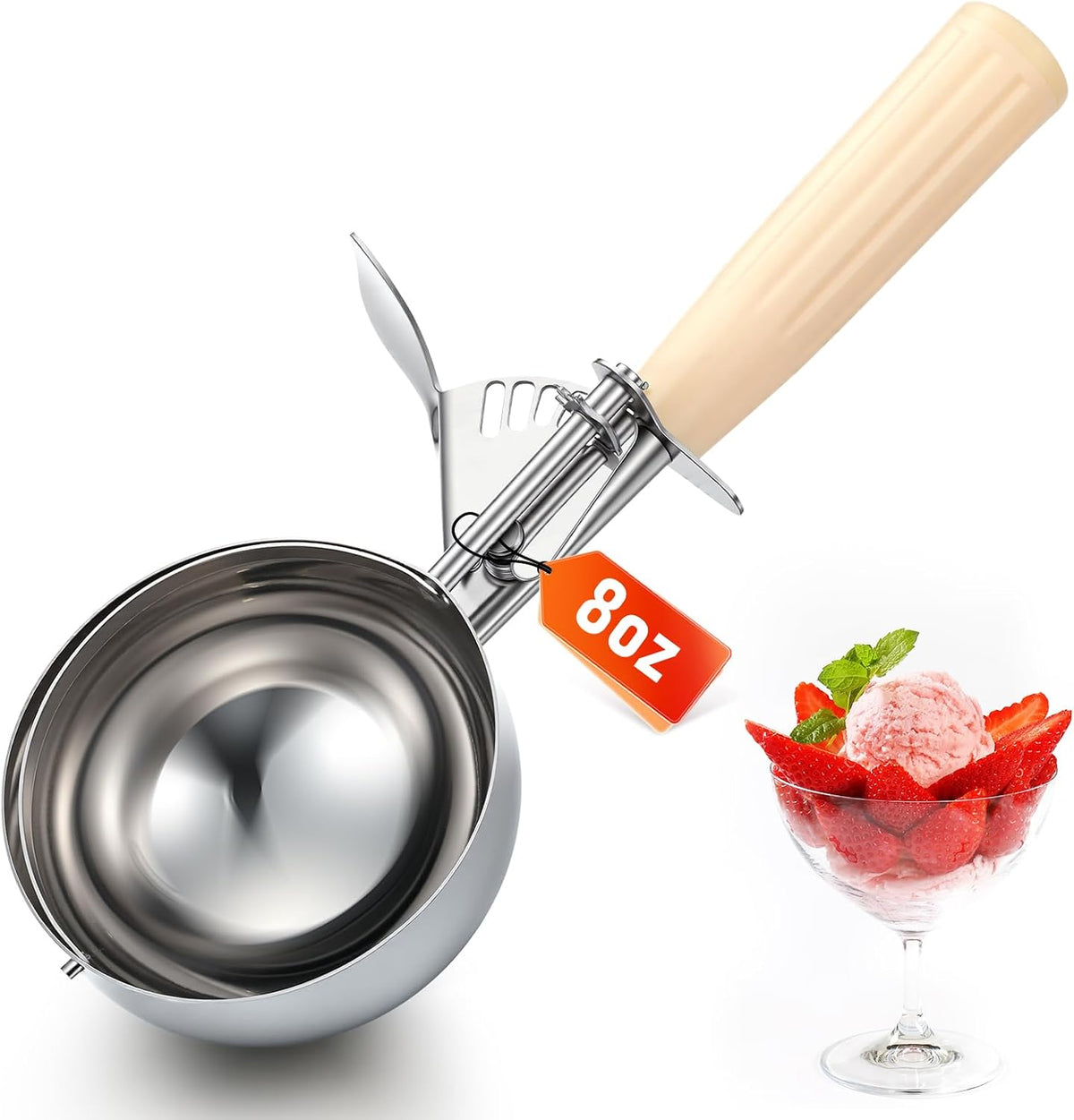 2 Pcs Release Cookie Scoops Ice Cream Scooper with Trigger Release Portion Scoop Stainless Steel for Portion Control, Baking Food, Cookie Dough (1 oz,Black)