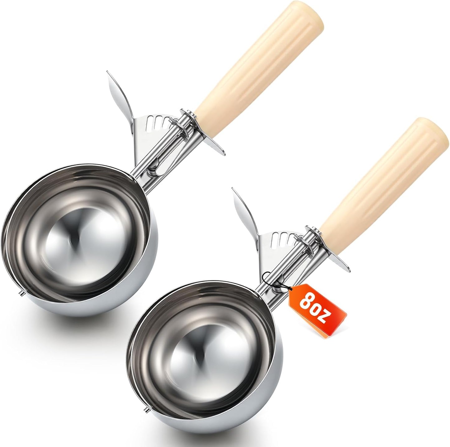 2 Pcs Release Cookie Scoops Ice Cream Scooper with Trigger Release Portion Scoop Stainless Steel for Portion Control, Baking Food, Cookie Dough (1 oz,Black)