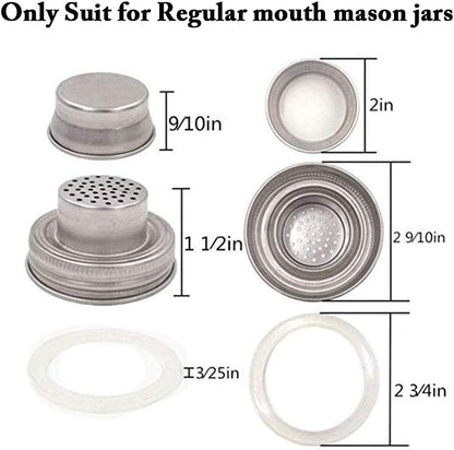 Mason Jar Liquor/Oil Pour Spout Dispenser, Sprouting Mason Jar Lid,Shaker Lid Shaker Dry Rub Lid - Cocktail, Mix Spices, Dredge Flour, Sugar Pack of 6