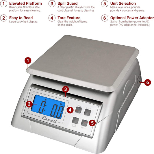 Alimento 136DK Digital Kitchen Scale, Elite Food Measuring to The Gram with Removable Stainless Steel Platform and LCD Display, Baking and Cooking Made Simple