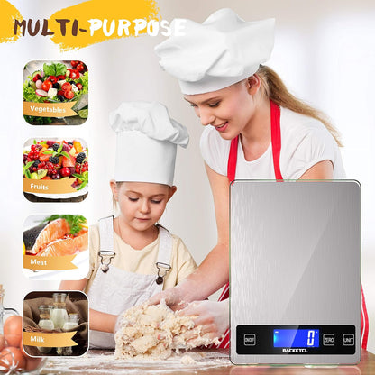''Cooking Master' 22lb Digital Kitchen Scale,Food Scale Measures in Grams and Ounces for Weight Cooking Baking,1g/0.1oz Precise Graduation,Stainless Steel and Tempered Glass