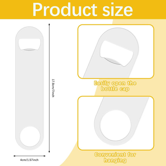 10 Pcs Sublimation Blank Bottle Opener,White Stainless Steel Beer Opener,Credit Card Size, 2.09x3.35 Inch,Perfect Presents for Christmas,Wedding, Father's Day,Suitable for Bar,Kitchen, Restaurant