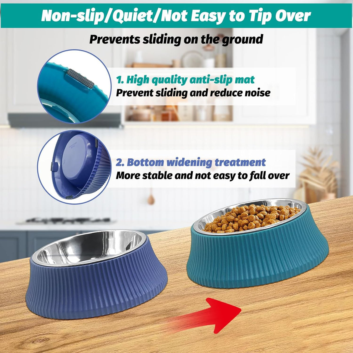 Stainless Steel Dog Bowls Set Removable no tip Puppy Food and Water Feeder Bowl Basic Metal Small Dog Bowls for Dogs Cats Rabbit Guinea Pigs Ferret