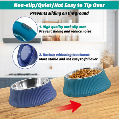 Stainless Steel Dog Bowls Set Removable no tip Puppy Food and Water Feeder Bowl Basic Metal Small Dog Bowls for Dogs Cats Rabbit Guinea Pigs Ferret