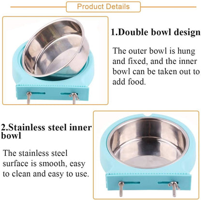 Stainless Steel Dog Bowls Set Removable no tip Puppy Food and Water Feeder Bowl Basic Metal Small Dog Bowls for Dogs Cats Rabbit Guinea Pigs Ferret