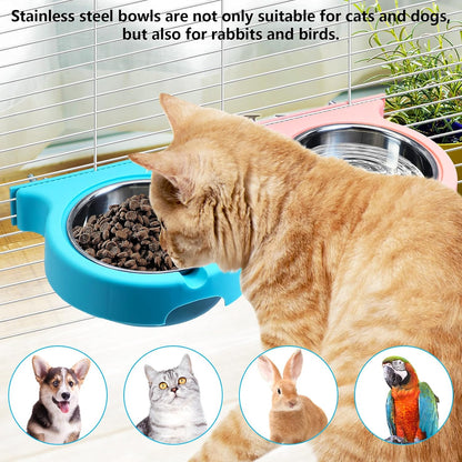 Stainless Steel Dog Bowls Set Removable no tip Puppy Food and Water Feeder Bowl Basic Metal Small Dog Bowls for Dogs Cats Rabbit Guinea Pigs Ferret