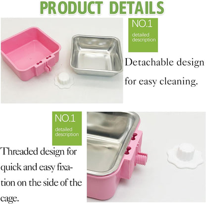 Stainless Steel Dog Bowls Set Removable no tip Puppy Food and Water Feeder Bowl Basic Metal Small Dog Bowls for Dogs Cats Rabbit Guinea Pigs Ferret