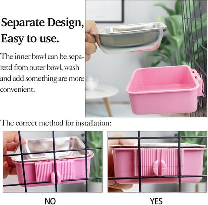 Stainless Steel Dog Bowls Set Removable no tip Puppy Food and Water Feeder Bowl Basic Metal Small Dog Bowls for Dogs Cats Rabbit Guinea Pigs Ferret