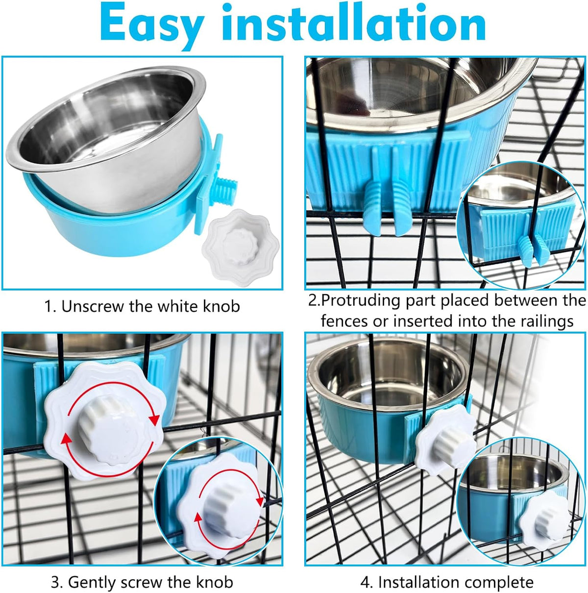 Stainless Steel Dog Bowls Set Removable no tip Puppy Food and Water Feeder Bowl Basic Metal Small Dog Bowls for Dogs Cats Rabbit Guinea Pigs Ferret