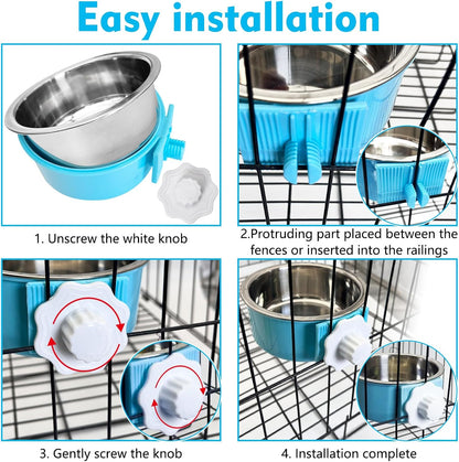 Stainless Steel Dog Bowls Set Removable no tip Puppy Food and Water Feeder Bowl Basic Metal Small Dog Bowls for Dogs Cats Rabbit Guinea Pigs Ferret