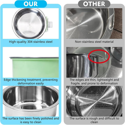 Stainless Steel Dog Bowls Set Removable no tip Puppy Food and Water Feeder Bowl Basic Metal Small Dog Bowls for Dogs Cats Rabbit Guinea Pigs Ferret