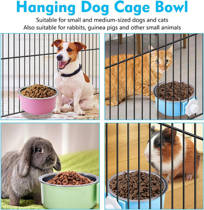 Stainless Steel Dog Bowls Set Removable no tip Puppy Food and Water Feeder Bowl Basic Metal Small Dog Bowls for Dogs Cats Rabbit Guinea Pigs Ferret