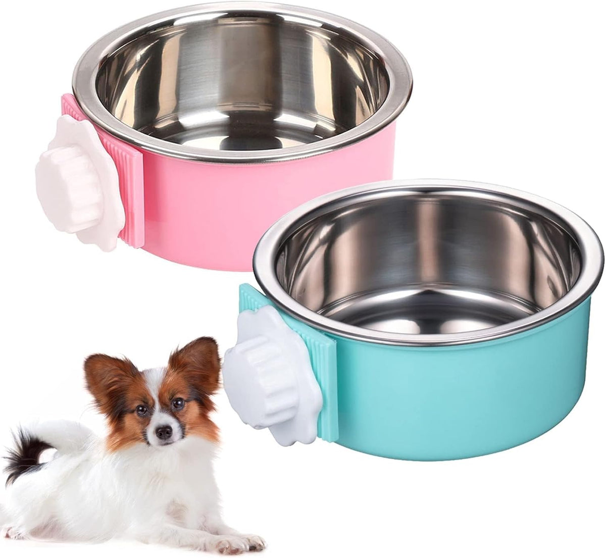 Stainless Steel Dog Bowls Set Removable no tip Puppy Food and Water Feeder Bowl Basic Metal Small Dog Bowls for Dogs Cats Rabbit Guinea Pigs Ferret