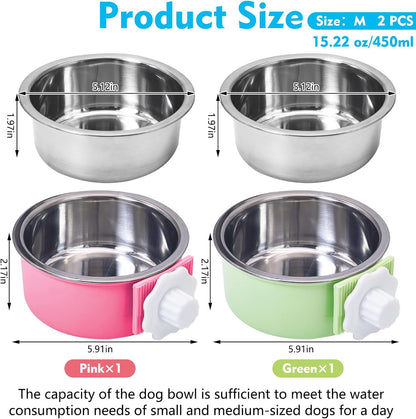 Stainless Steel Dog Bowls Set Removable no tip Puppy Food and Water Feeder Bowl Basic Metal Small Dog Bowls for Dogs Cats Rabbit Guinea Pigs Ferret