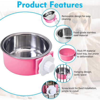 Stainless Steel Dog Bowls Set Removable no tip Puppy Food and Water Feeder Bowl Basic Metal Small Dog Bowls for Dogs Cats Rabbit Guinea Pigs Ferret