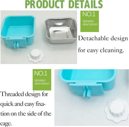 Stainless Steel Dog Bowls Set Removable no tip Puppy Food and Water Feeder Bowl Basic Metal Small Dog Bowls for Dogs Cats Rabbit Guinea Pigs Ferret