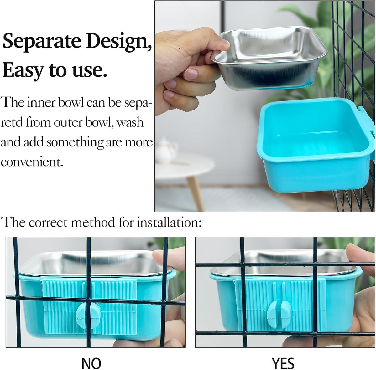 Stainless Steel Dog Bowls Set Removable no tip Puppy Food and Water Feeder Bowl Basic Metal Small Dog Bowls for Dogs Cats Rabbit Guinea Pigs Ferret
