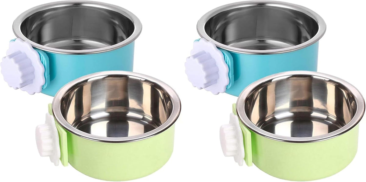 Stainless Steel Dog Bowls Set Removable no tip Puppy Food and Water Feeder Bowl Basic Metal Small Dog Bowls for Dogs Cats Rabbit Guinea Pigs Ferret
