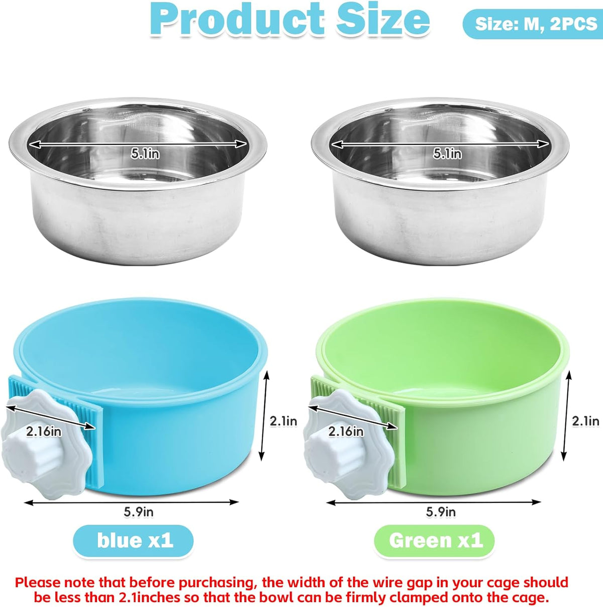 Stainless Steel Dog Bowls Set Removable no tip Puppy Food and Water Feeder Bowl Basic Metal Small Dog Bowls for Dogs Cats Rabbit Guinea Pigs Ferret