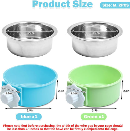 Stainless Steel Dog Bowls Set Removable no tip Puppy Food and Water Feeder Bowl Basic Metal Small Dog Bowls for Dogs Cats Rabbit Guinea Pigs Ferret