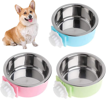 Stainless Steel Dog Bowls Set Removable no tip Puppy Food and Water Feeder Bowl Basic Metal Small Dog Bowls for Dogs Cats Rabbit Guinea Pigs Ferret