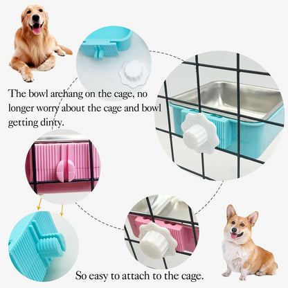 Stainless Steel Dog Bowls Set Removable no tip Puppy Food and Water Feeder Bowl Basic Metal Small Dog Bowls for Dogs Cats Rabbit Guinea Pigs Ferret