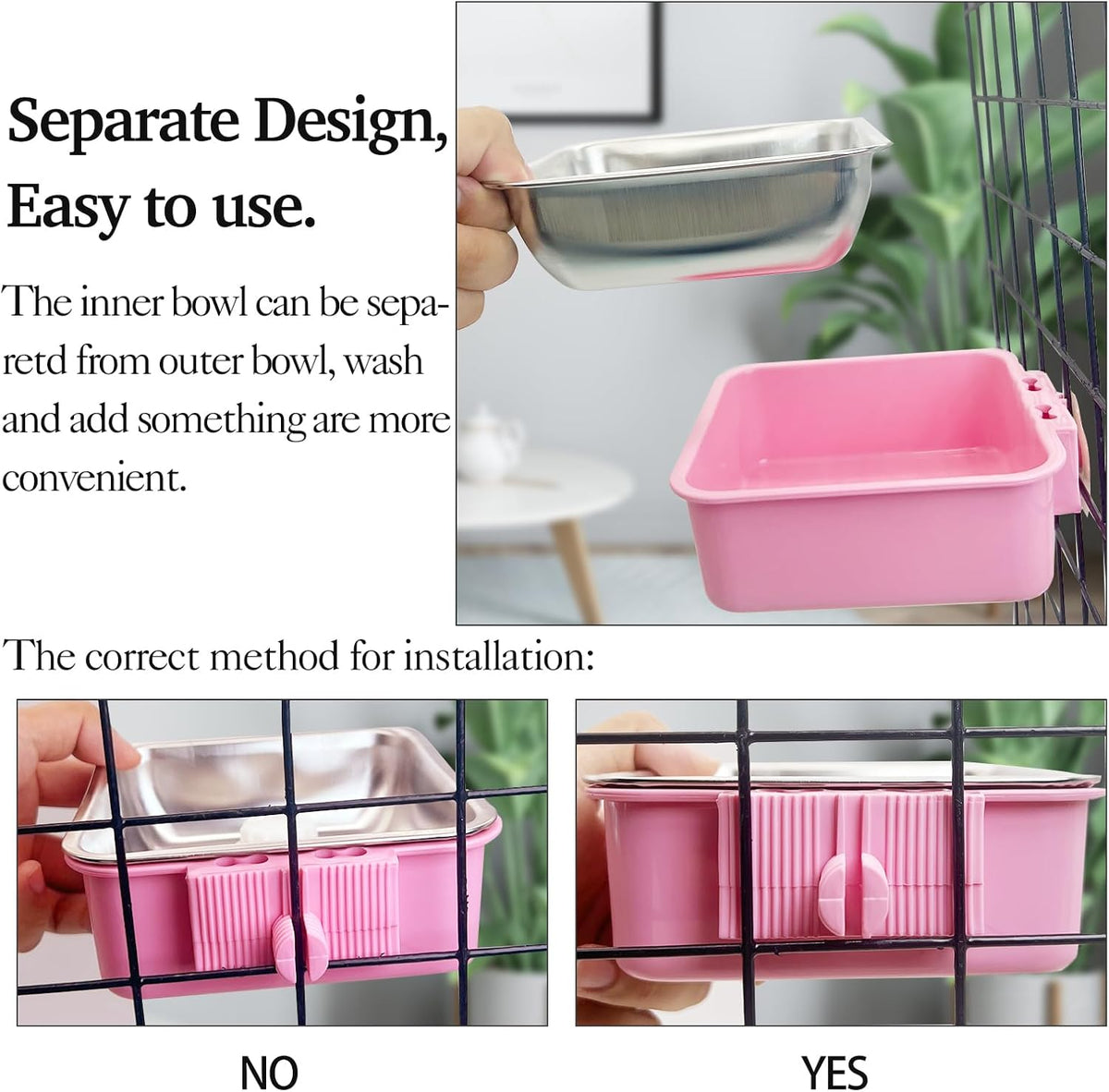Stainless Steel Dog Bowls Set Removable no tip Puppy Food and Water Feeder Bowl Basic Metal Small Dog Bowls for Dogs Cats Rabbit Guinea Pigs Ferret