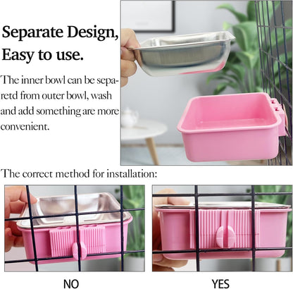 Stainless Steel Dog Bowls Set Removable no tip Puppy Food and Water Feeder Bowl Basic Metal Small Dog Bowls for Dogs Cats Rabbit Guinea Pigs Ferret